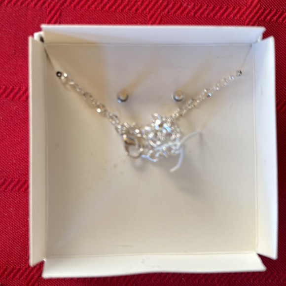 18” silver plated snowflake pendant necklace with earrings set. Never worn. - Picture 2 of 4